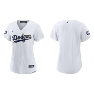 Women Los Angeles Dodgers White Gold 2021 Gold Program Replica Jersey