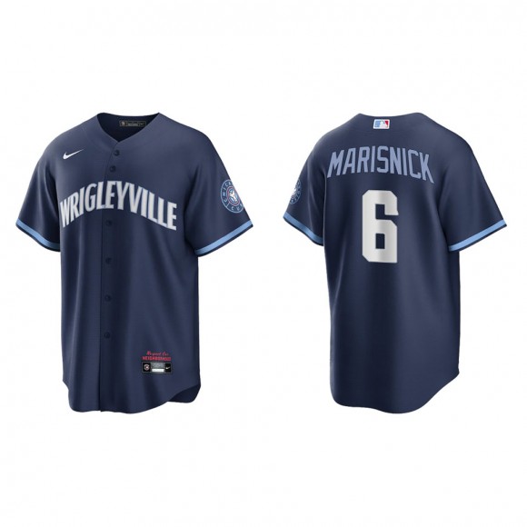 Jake Marisnick #6 Cubs 2021 City Connect Jersey Navy Replica