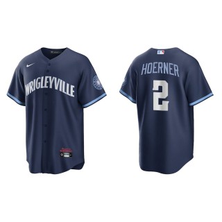 Nico Hoerner #2 Cubs 2021 City Connect Jersey Navy Replica