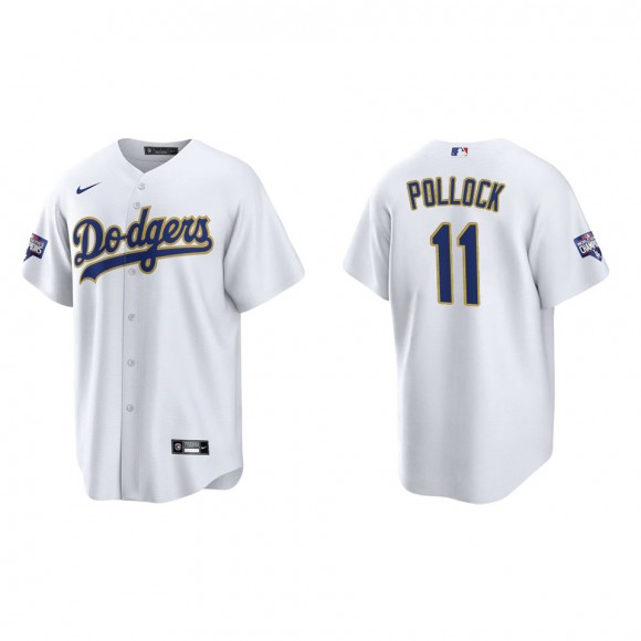 A.J. Pollock #11 Dodgers 2021 Gold Program Jersey White Gold Replica