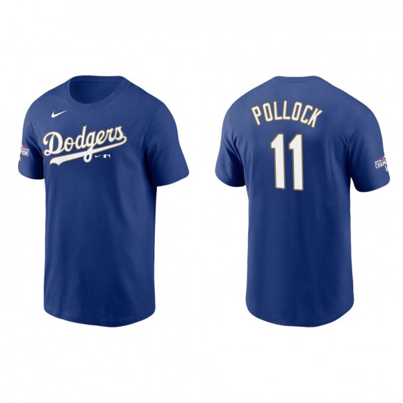 A.J. Pollock #11 Dodgers 2021 Gold Program T-Shirt Royal