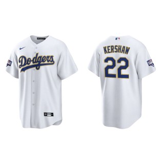 Clayton Kershaw #22 Dodgers 2021 Gold Program Jersey White Gold Replica