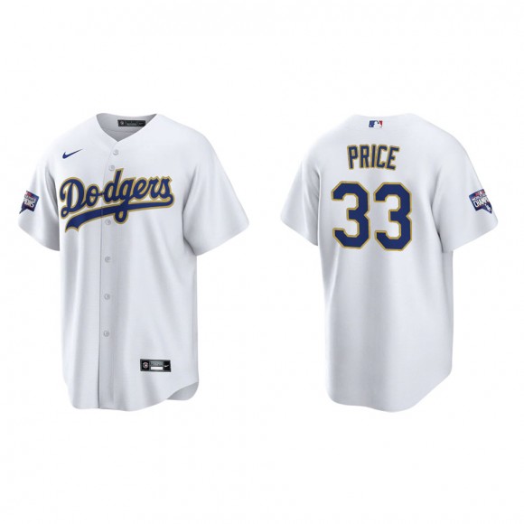 David Price #33 Dodgers 2021 Gold Program Jersey White Gold Replica