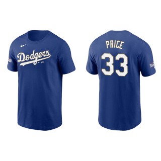 David Price #33 Dodgers 2021 Gold Program T-Shirt Royal