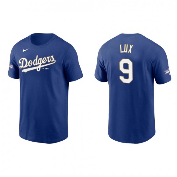 Gavin Lux #9 Dodgers 2021 Gold Program T-Shirt Royal