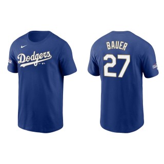 Trevor Bauer #27 Dodgers 2021 Gold Program T-Shirt Royal