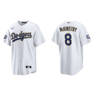 Zach McKinstry #8 Dodgers 2021 Gold Program Jersey White Gold Replica