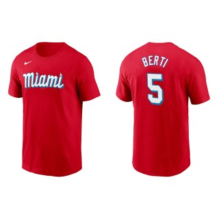 Jon Berti #5 Marlins 2021 City Connect T-Shirt Red