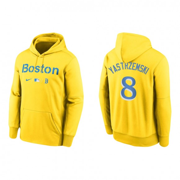 Carl Yastrzemski #8 Red Sox 2021 City Connect Hoodie Gold