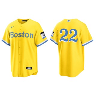 Danny Santana #22 Red Sox 2021 City Connect Jersey Gold Light Blue Replica