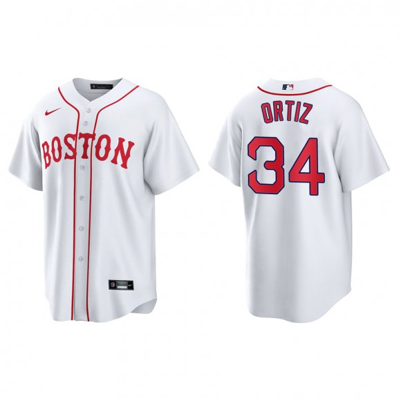 David Ortiz #34 Red Sox 2021 Patriots' Day Jersey White Replica