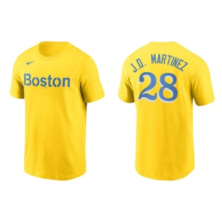 J.D. Martinez #28 Red Sox 2021 City Connect T-Shirt Gold