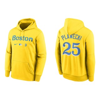 Kevin Plawecki #25 Red Sox 2021 City Connect Hoodie Gold