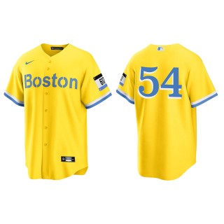 Martin Perez #54 Red Sox 2021 City Connect Jersey Gold Light Blue Replica