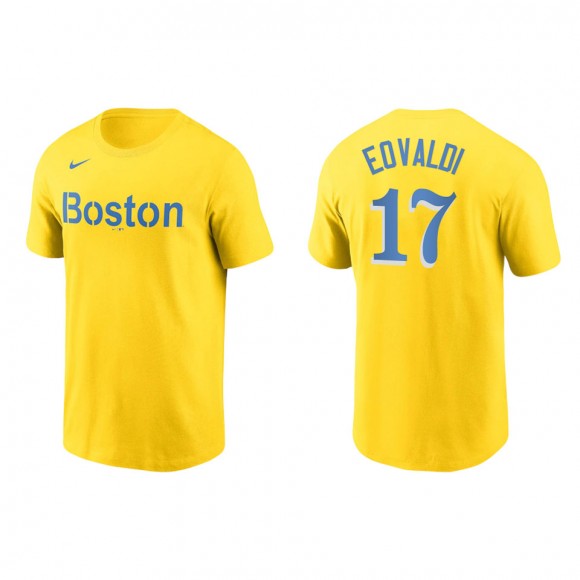 Nathan Eovaldi #17 Red Sox 2021 City Connect T-Shirt Gold