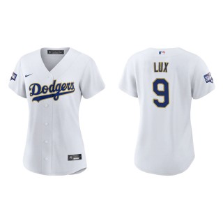 Women Gavin Lux #9 Dodgers 2021 Gold Program Jersey White Gold Replica