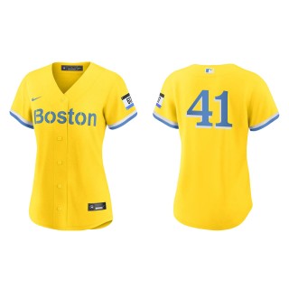 Women Chris Sale #41 Red Sox 2021 City Connect Jersey Gold Light Blue Replica