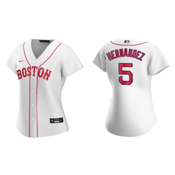 Women Enrique Hernandez #5 Red Sox 2021 Patriots' Day Jersey White Replica