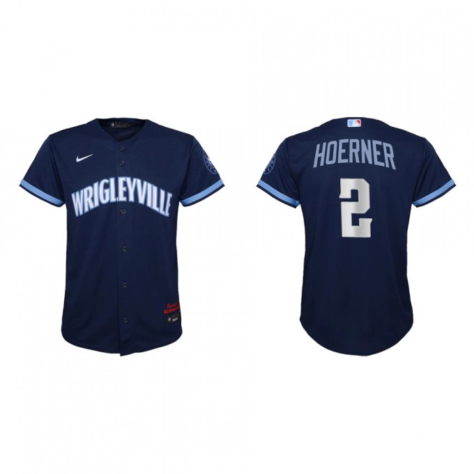 Youth 2021 City Connect Nico Hoerner Cubs Navy Replica Jersey