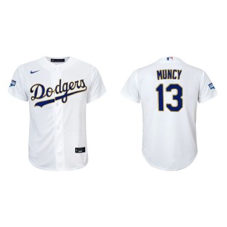 Youth Max Muncy #13 Dodgers 2021 Gold Program Jersey White Gold Replica