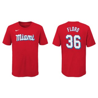 Youth Dylan Floro #36 Marlins 2021 City Connect T-Shirt Red