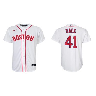 Youth Chris Sale #41 Red Sox 2021 Patriots' Day Jersey White Replica