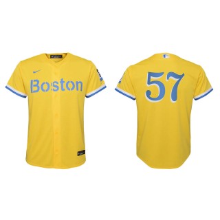 Youth Eduardo Rodriguez #57 Red Sox 2021 City Connect Jersey Gold Light Blue Replica