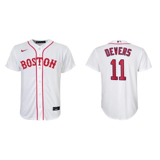 Youth Rafael Devers #11 Red Sox 2021 Patriots' Day Jersey White Replica