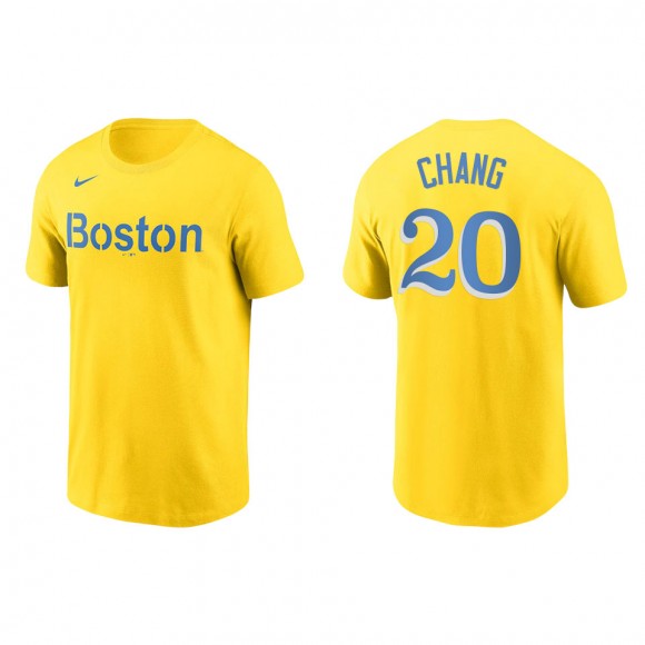 Boston Red Sox Yu Chang Gold City Connect Wordmark T-Shirt