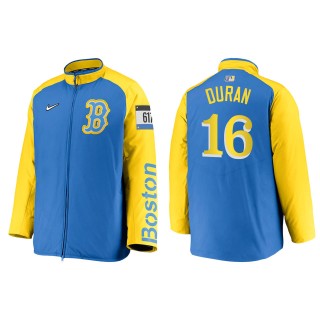 Jarren Duran Men's Boston Red Sox Nike Light Blue City Connect Baseball Dugout Full-Zip Jacket