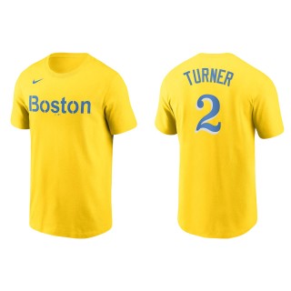 Justin Turner Men's Boston Red Sox Nike Gold City Connect Wordmark T-Shirt