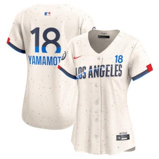 Women's Los Angeles Dodgers Yoshinobu Yamamoto Cream 2024 City Connect Limited Player Jersey