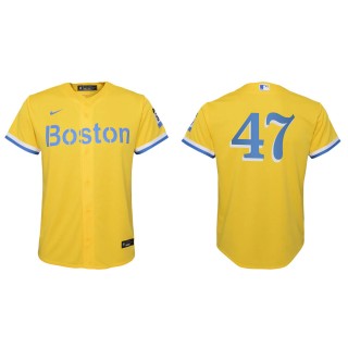 Youth Boston Red Sox Chris Martin Gold Light Blue City Connect Replica Jersey